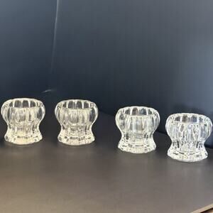 Set of 4 DePlomb USA Lead Crystal Votive Candle Holders 2 3/8" Round
